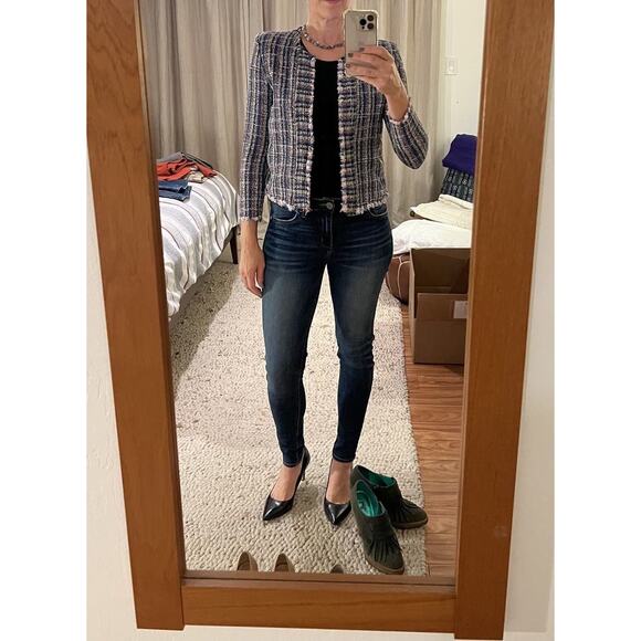 IRO Multicolored Printed Tweed Long Sleeve Frayed Hem Frannie Jacket size 36 - Picture 14 of 14